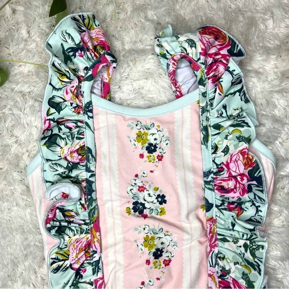SWEET HONEY NWT One piece Girls Toddler Swimsuit Floral Ruffles Size 2T